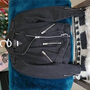 ALLSAINTS Black Denim Biker Jacket